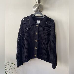 H&M Black Knit Button-Up Cardigan Size XL